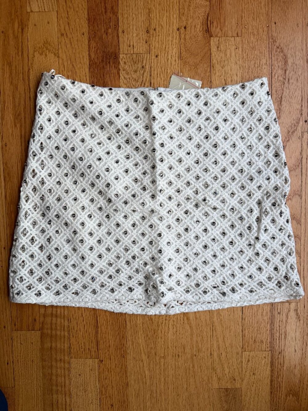 Zara White Embellished Crochet Mini Skirt - Size Small - Picture 2 of 9